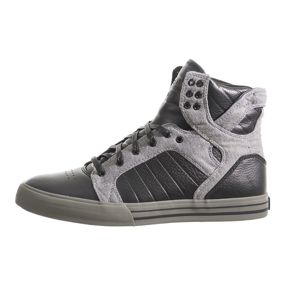 Baskets Montantes Supra SkyTop Noir Grise Black Fog/Grey Fleece Homme | JZC-75359575